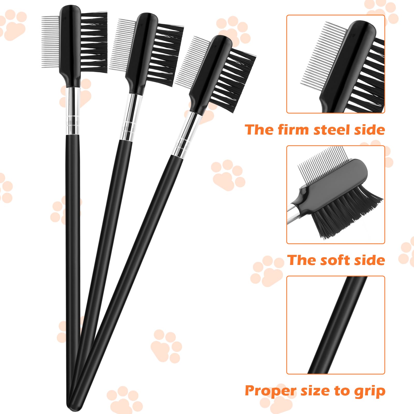 Gjinxi 3 PCs Dog Eye Comb Tear Stain Remover, Double Sided Pet Grooming Facial Comb, Soft and Bristles Flea Tick Removal Brush, Multipurpose Tool Small Cat Puppy Removing Crust Mucus and Flea