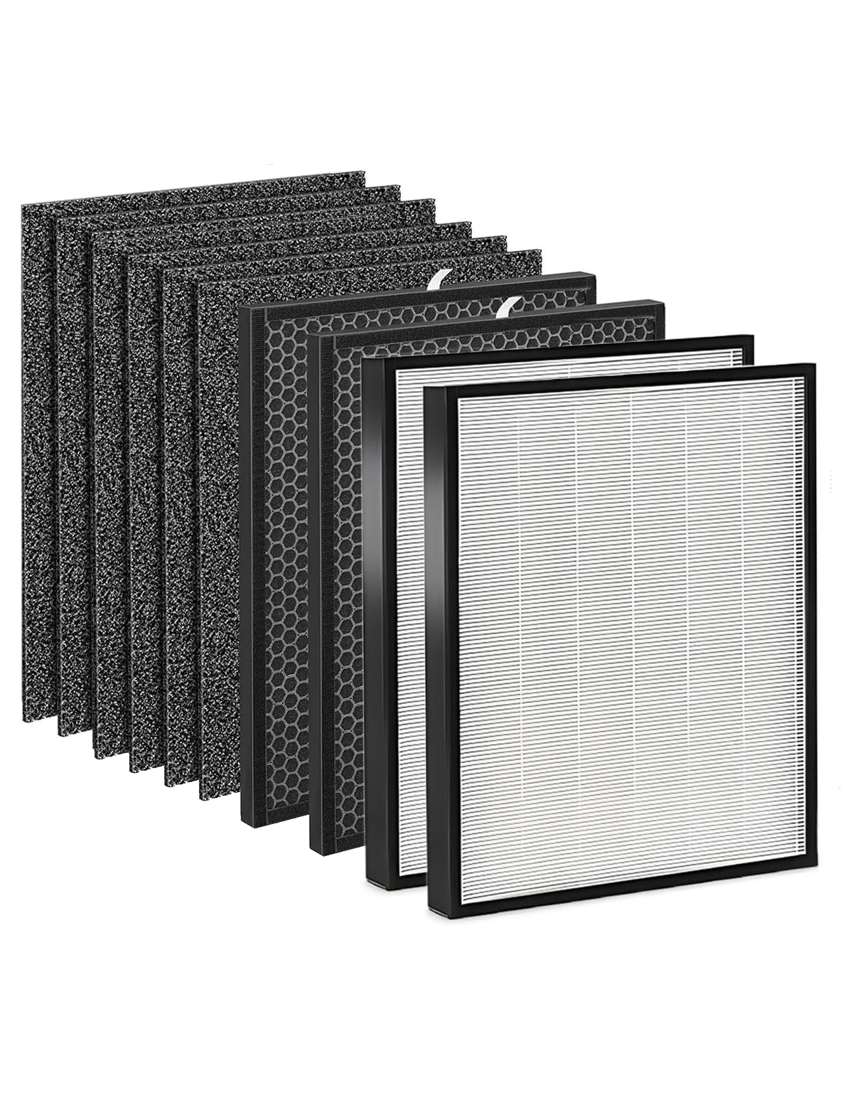 Miloidea 10 Pack 3000 True HEPA Replacement Filters Compatible with 3000,3000M,3000Pro Air Purifier, 2 True HEPA, 2 Activated Carbn & 6 Extra Carbn Pre-filters(2+2+6), 3000 Accessory, NOT for 3500