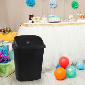 Qqbine 7 Gallon Garbage Can Swing Top, 4 Packs Plastic Trash Can Swing Lid, Swing Garbage Can for Home and Office, Black