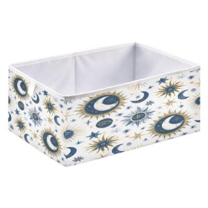 Bulletgxll Moon and Stars Cube Storage Bins 15.75x10.63x6.96 inch Collapsible Fabric Storage Baskets , Large Clothes Organizer Box for Bedroom, Living Room, Study Room