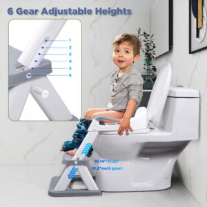 EzyWay Potty Training Seat with training stickers, upgraded Toddler training Seat for Kids Boys & Girls, 2 in 1 Potty Training Toilet for Kids with Splash Guard Anti-Slip Pad Step Stool (Gray)