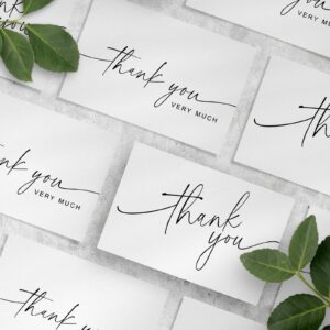 100 PACK Thank You Cards Bulk with Kraft Envelopes and Matching Stickers, 4x6 Inch Blank Greeting Cards Suitable for Small Business, Baby Shower Wedding, Graduation, Bridal Shower, Funeral, Engagement