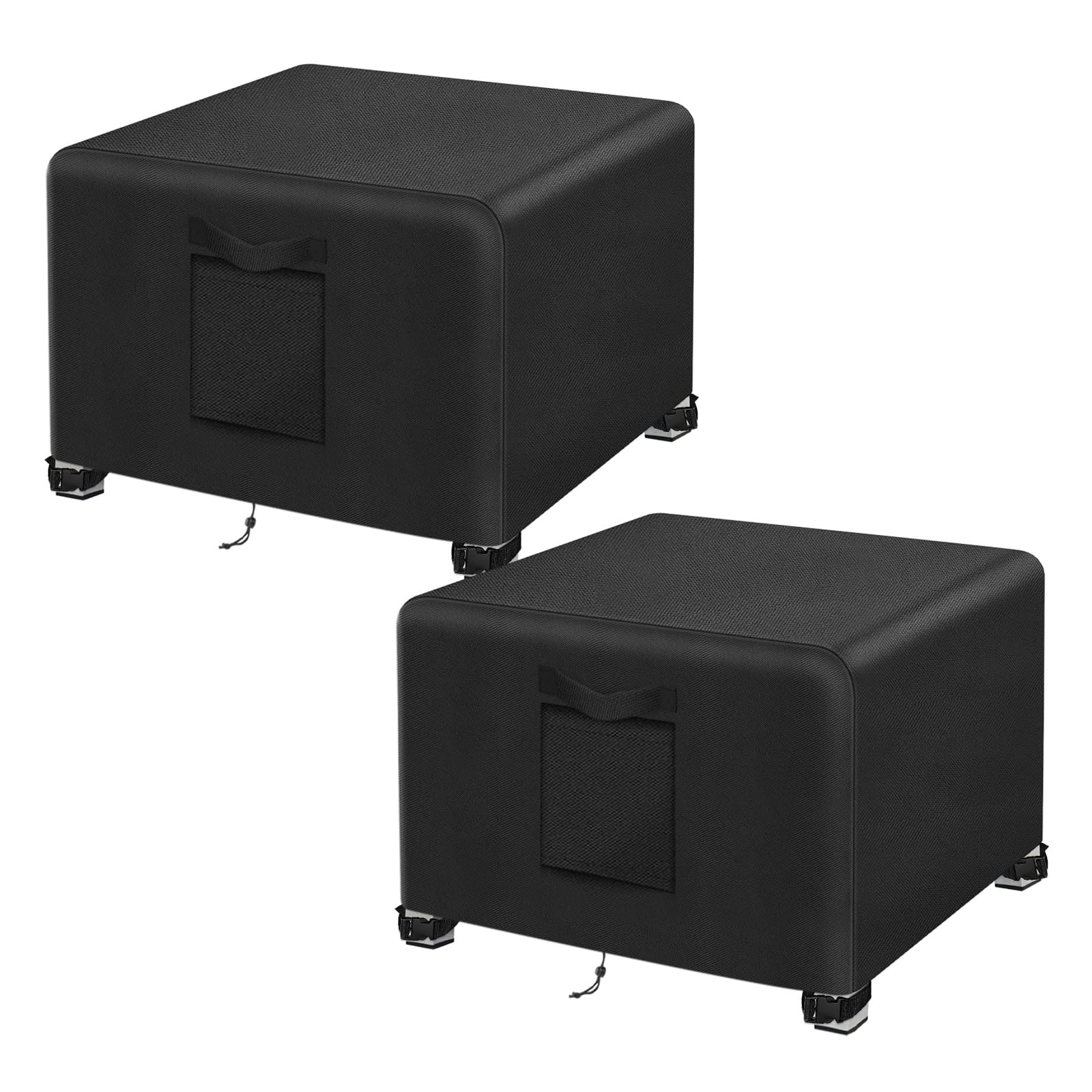 Kovshuiwe 2Pcs-32 L x .32" W x 20" H Outdoor Patio Ottoman Cover, Waterproof Patio Ottoman Cover, Heavy Duty Outdoor Furniture Cover with Padded Handles,Black