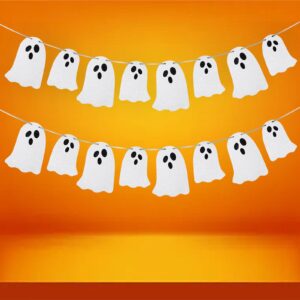 Ngdhkd 3 Pack Halloween Hanging Ghost Banner Decoration Halloween Party Ghost Banner Glitter Ghost Garland Decoration for Haunted Houses Indoor Outdoor Room Decoration