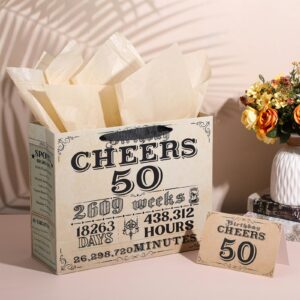 HHUIYUN 50th Birthday Gift Bag, Vintage 1974 Gift Bag with 50th Birthday Card and 50th Birthday Tissue Wrapping Paper, 50th Birthday Gifts for Him Her Husband Wife Mom Dad, 50 Birthday Party Supplies