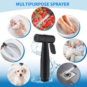 Handheld Bidet Sprayer for Toilet: Premium Stainless Steel Cloth Diaper Sprayer Set, Upgraded Jet Sprayer for Toilet w/Leakproof Hose, High Pressure Bathroom Bidet Sprayer Set Muslim Shower (Black)