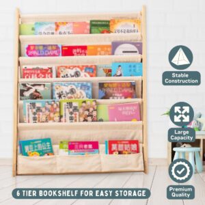 warebro (Upgraded New English Manual) November 2024,Wooden Toddler Book Shelf Organizer - Wooden Kids Book Case Storage - Kids Easy to Reach Bookshelf for Nursery, Bedroom, Playroom, Classroom