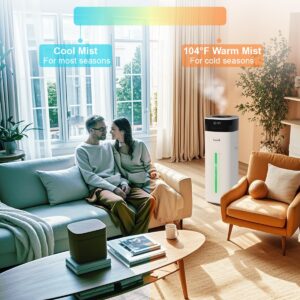 LACIDOLL Humidifier Large Room 5.3Gal/20L - Cool and Warm Mist Humidifiers for Home 3000 sq ft, Air Humidifiers for Bedroom with Diffuser&Extended Tube, Whole House Humidifiers for Nursery Baby Plants