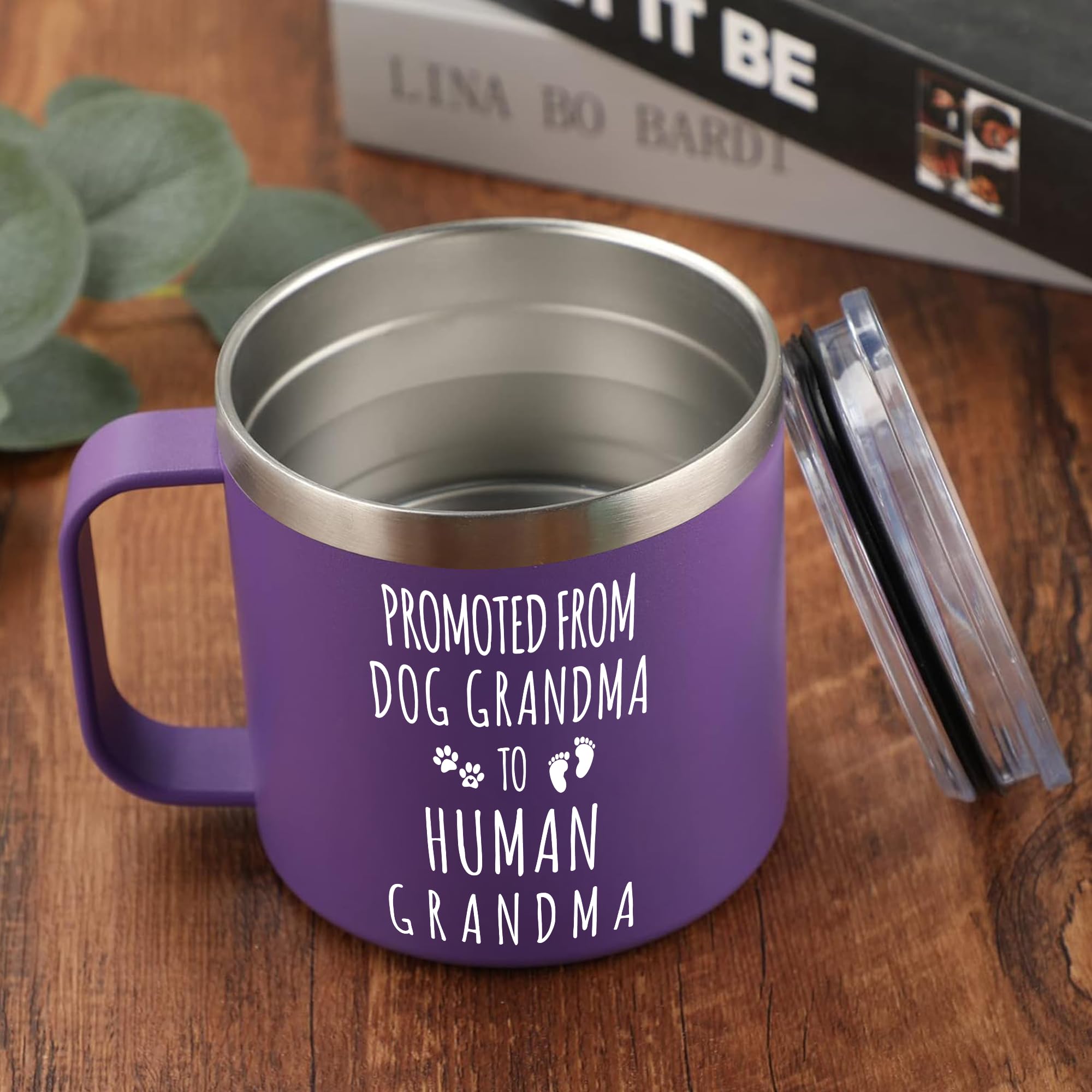 Gossby 14oz Grandma Cup Tumbler - Promoted from Dog Grandma to Human Grandma - Christmas Gift for New Grandma, First time Grandma, Soon to be Grandma - Grandma Baby Announcement Gift