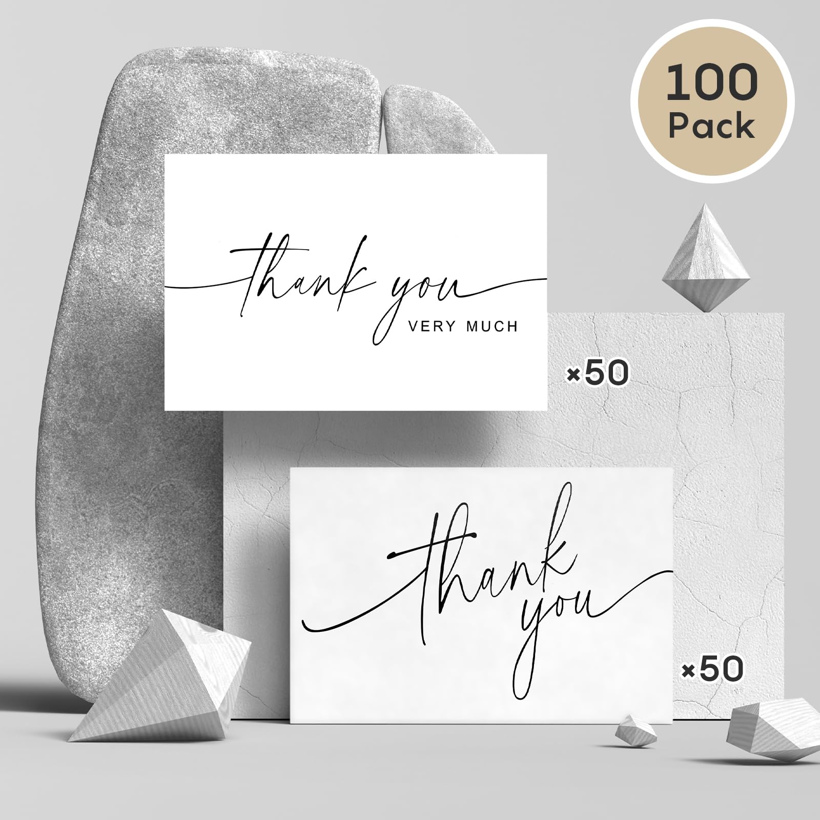 100 PACK Thank You Cards Bulk with Kraft Envelopes and Matching Stickers, 4x6 Inch Blank Greeting Cards Suitable for Small Business, Baby Shower Wedding, Graduation, Bridal Shower, Funeral, Engagement