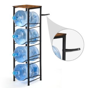 5 Gallon Water Bottle Holder with Storage Shelve, Water Jug Holder Water Jug Rack Water Jug Stand, Water Bottle Organizer for Office, Kitchen, Living Room Brown