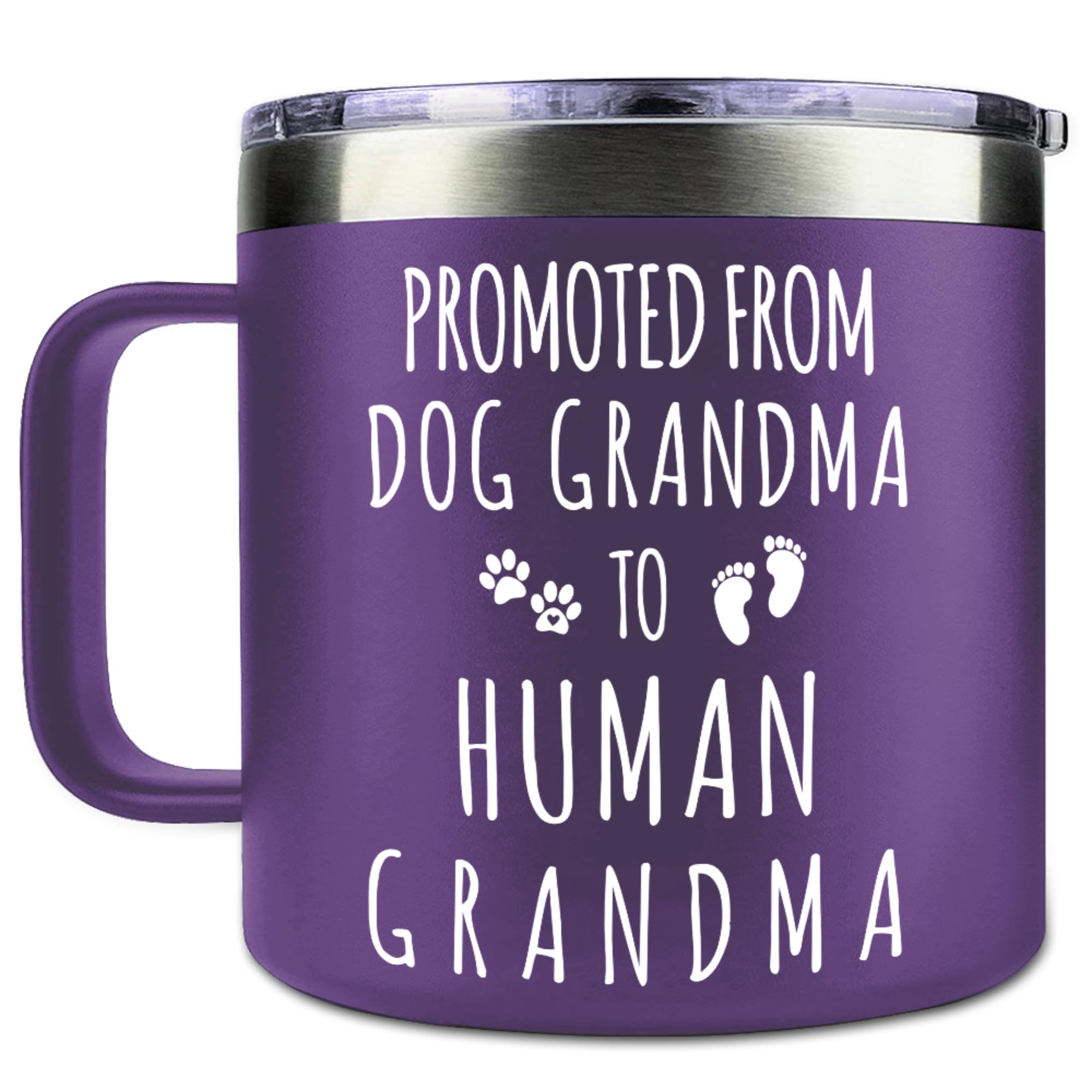 Gossby 14oz Grandma Cup Tumbler - Promoted from Dog Grandma to Human Grandma - Christmas Gift for New Grandma, First time Grandma, Soon to be Grandma - Grandma Baby Announcement Gift