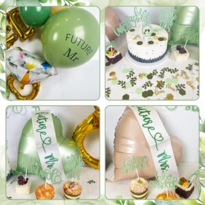 Sage Green Engagement Party Decorations, She Said Yes Decorations Banner Future Mr and Mrs Balloons for Just Engaged Decor, Sage Green Balloons for Bridal Shower Decorations