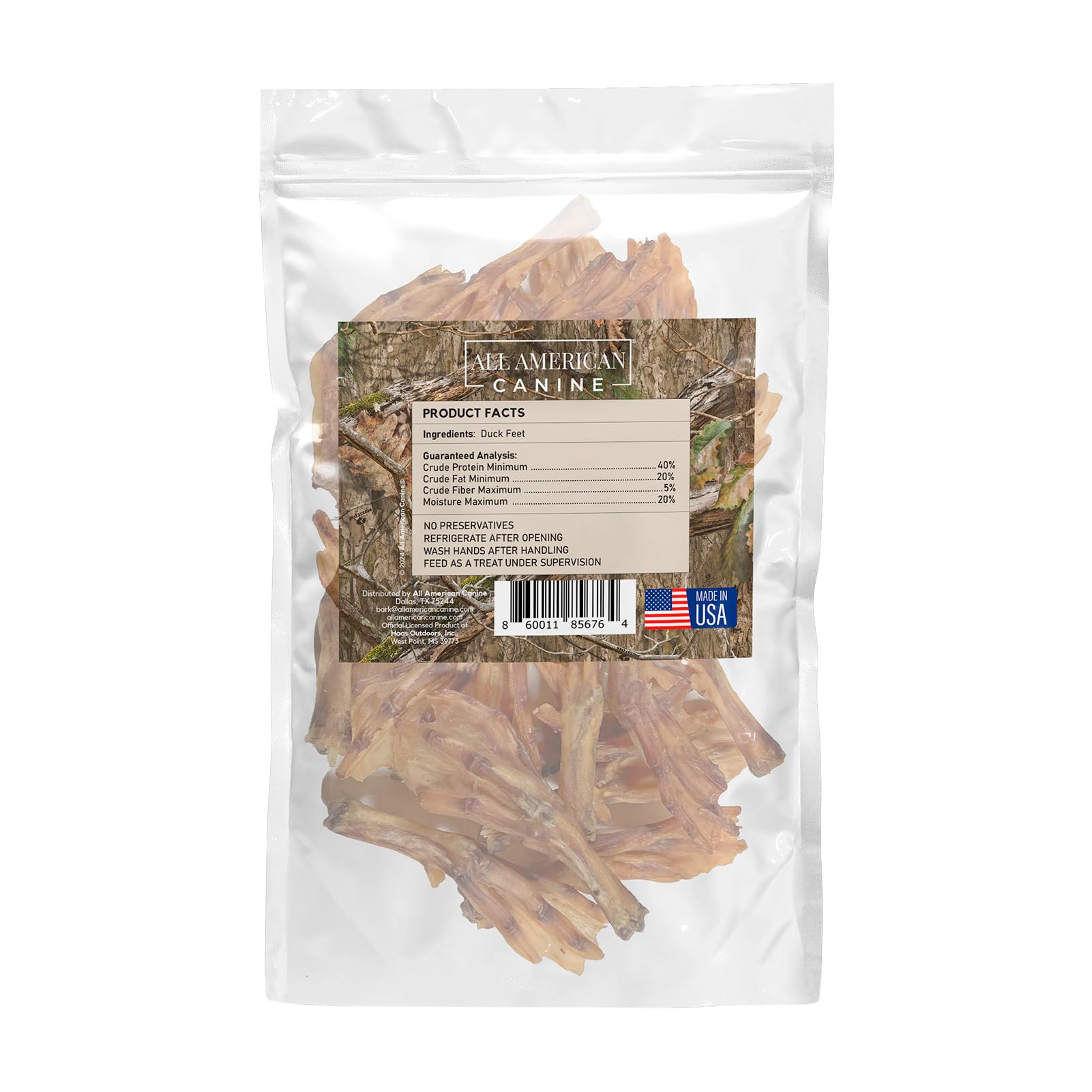 All American Canine Duck Feet Natural Single Ingredient Chewy Digestible Low-Fat Dehydrated Dog Treats for Training, Rewarding, Teeth Cleaning - 24 Treats