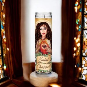 Saint Chappell Roan Celebrity Prayer Devotional Parody Altar Candle, 8" white unscented