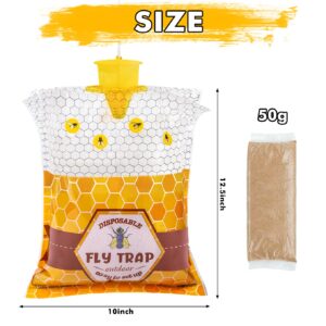 Big Fly Traps Outdoor Hanging, 8 Natural Pre-Baited Fly Bag Outdoor Disposable, Fly Hunter Stable Horse Ranch Fly Trap, Fly Catcher Killer Repellent Control for Mosquito Bug Barn Farm Patio & Camping