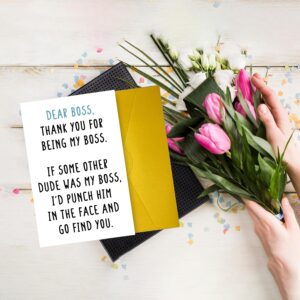 COLINHELIN Lovely Boss Thank You Card For Him, Funny Boss Day Card for Boss Men, Appreciation Card for Male Boss Leader, Boss Day Gift for Boss, Female Boss Card For Him, Boss Birthday for Him Men