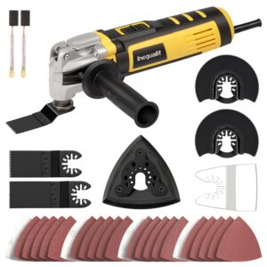 inequalit oscillating tool, 3.5a oscillating multi tool kit with 6 variable speed, 4° oscillation angle, quick release system and 30-piece accessory set for cutting, sanding, grinding