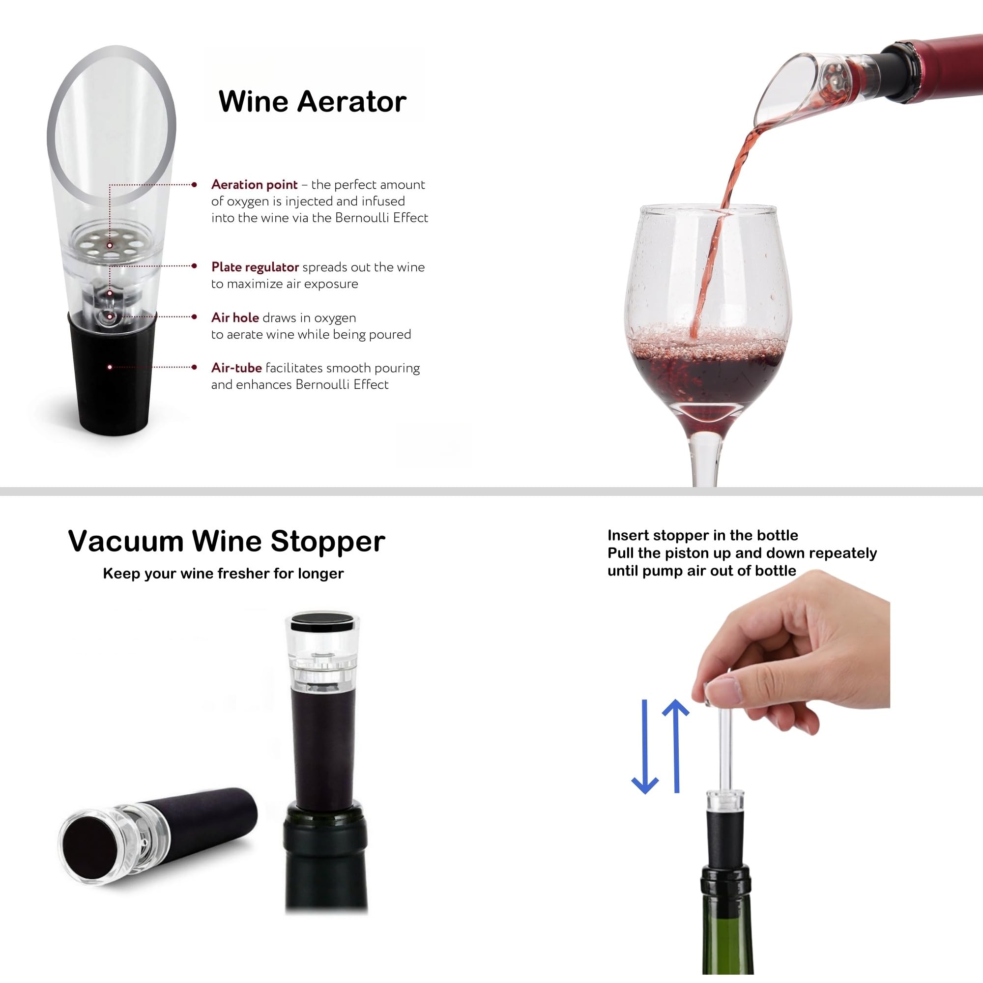 Electric Wine Opener Set with Base, Wine Accessories Set Including Rechargeable Corkscrew Wine Opener, Wine Aerator, Wine Stoppers and Foil Cutter, Perfect Wine Gifts for Wine Lovers