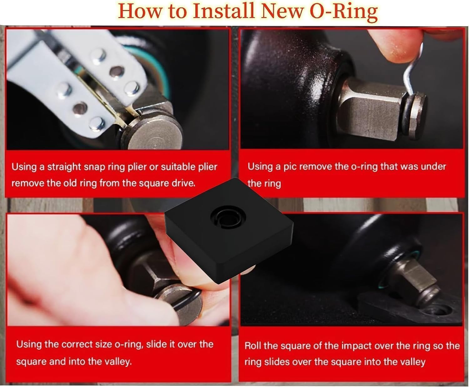 (10+10Sets) 1/2” and 3/8" Impact Retaining Ring Clip Friction Ring with O-Ring for Milwaukee Electric/Pneumatic Type Impact Wrench, Retainer Ring Anvil Install Tool Included