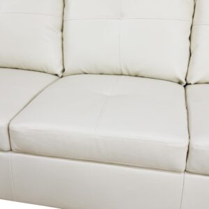 NicBex Sectional Couches for Living Room 2 Pieces Modern Sectional Sofa with Right Chaise Sectional Couch with Solid Frame Classic L Shape Sectional Sofa Set with Faux Leather, White