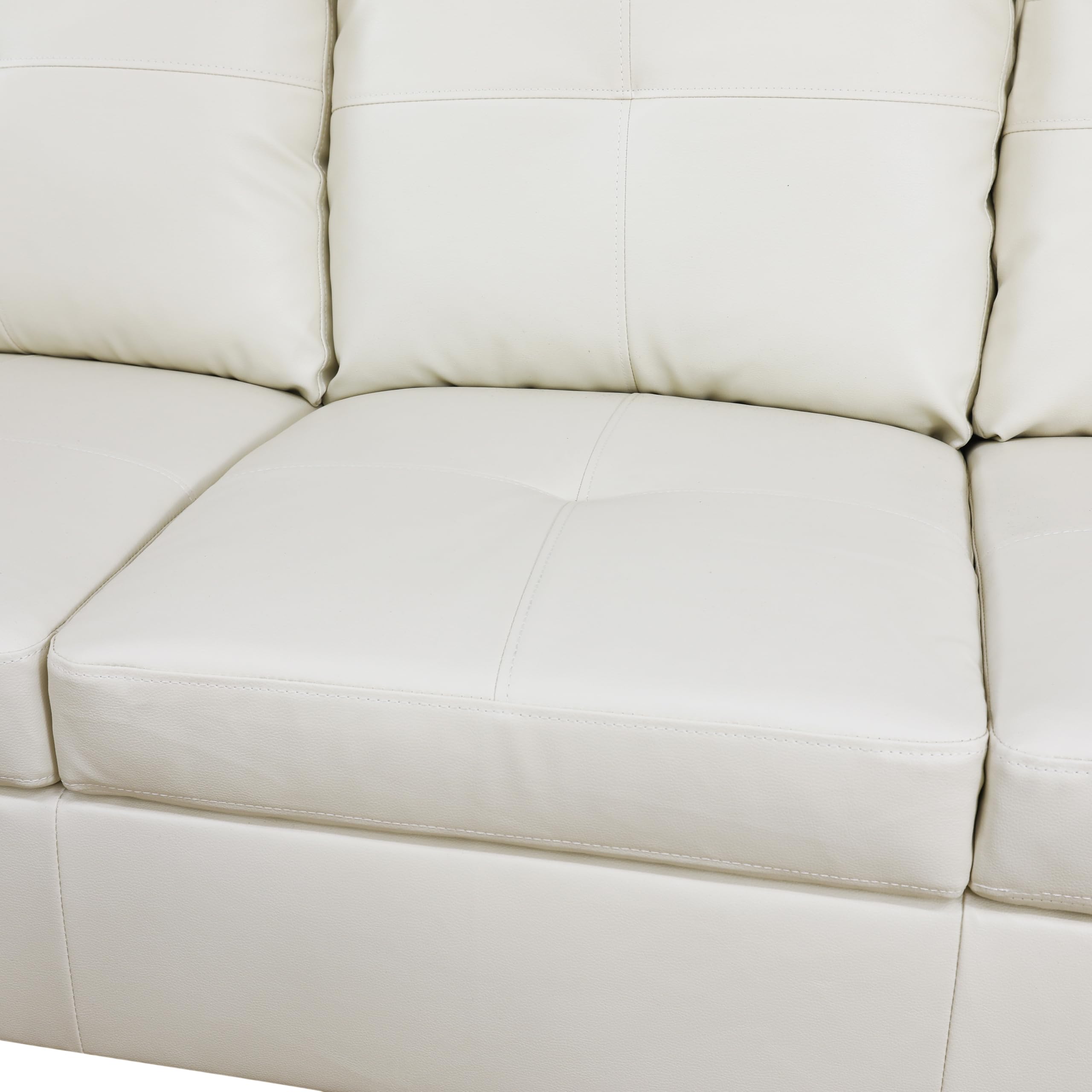 NicBex Sectional Couches for Living Room 2 Pieces Modern Sectional Sofa with Right Chaise Sectional Couch with Solid Frame Classic L Shape Sectional Sofa Set with Faux Leather, White