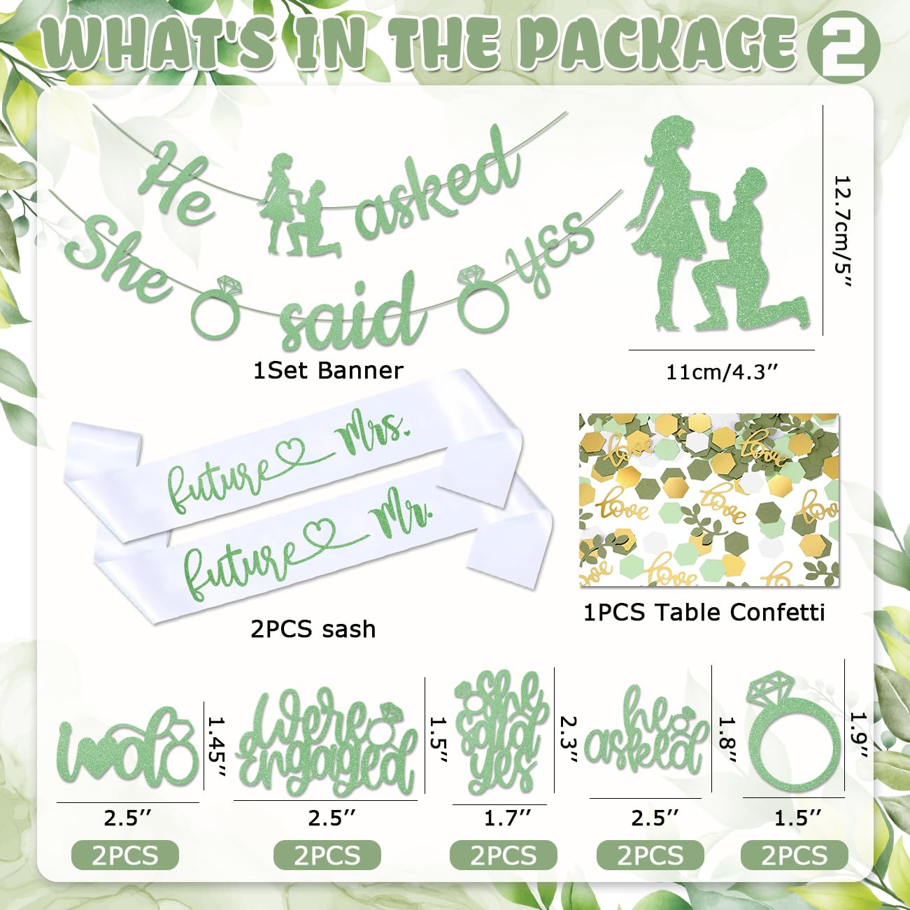 Sage Green Engagement Party Decorations, She Said Yes Decorations Banner Future Mr and Mrs Balloons for Just Engaged Decor, Sage Green Balloons for Bridal Shower Decorations