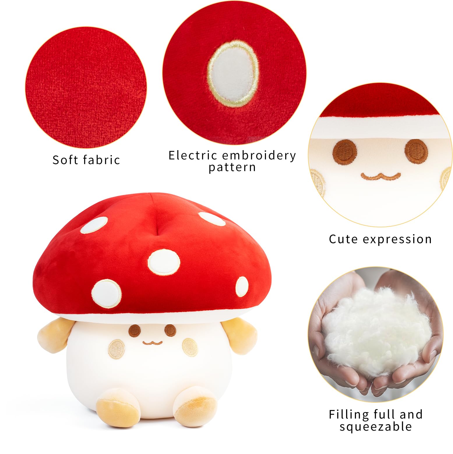 Nuokin Mushroom Plush Toys 12 inch Cute Stuffed Mushroom Pillow Stuffed Toy Birthday Present Home Decor Halloween for Kids