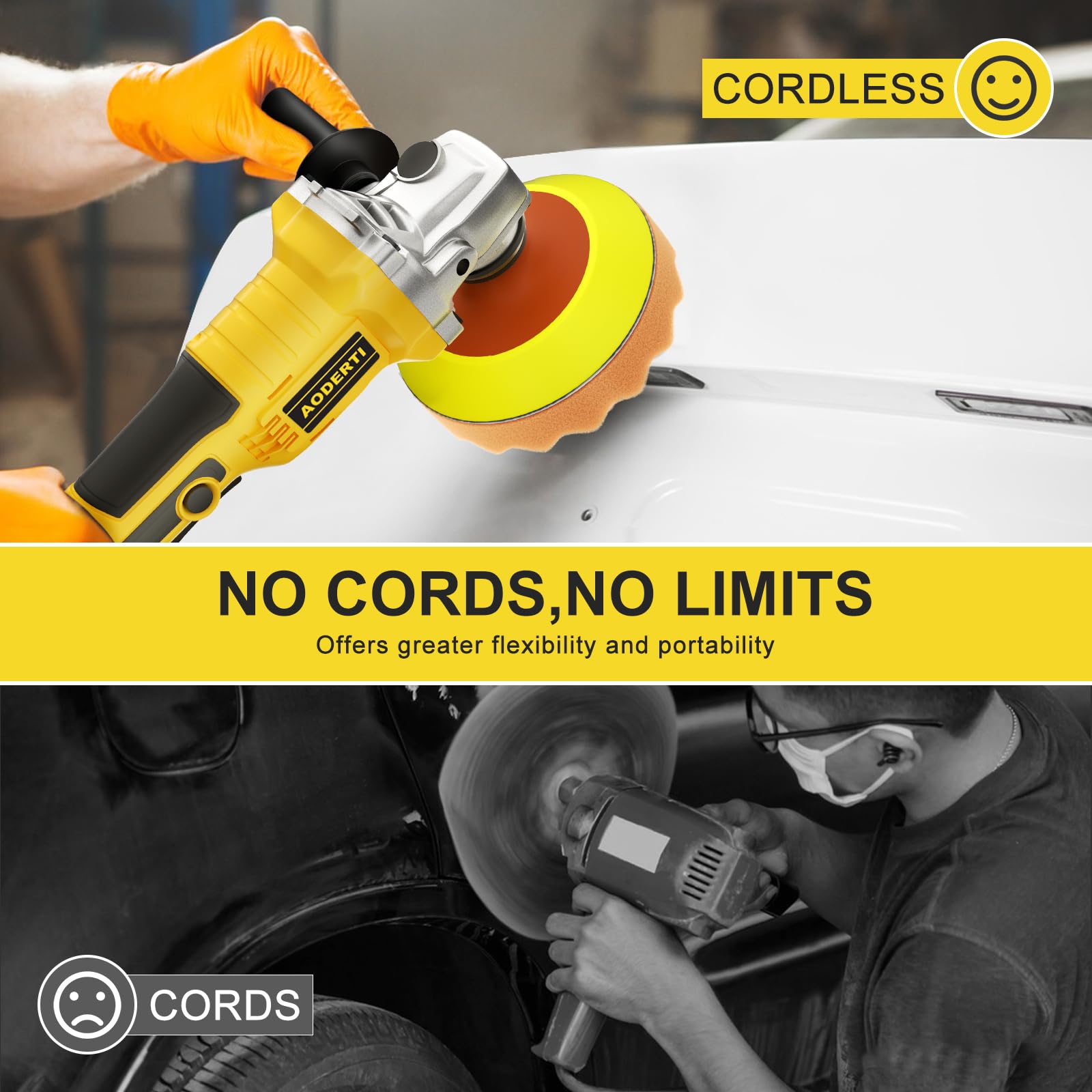 Cordless Buffer Polisher Compatible with DEWALT 20V Max Battery, 5000-10000RPM Variable Speed Brushless Motor Car Buffer, Rotary Polisher for Boat and Wood, Car Polishing and Waxing (Tool Only)