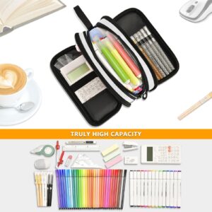 J JOYSAY White Black Striped Pencil Case Pouch Big Capacity Pencil Bags with Zipper Portable Pencil Box Large Art Bags for Adults Kids Teens