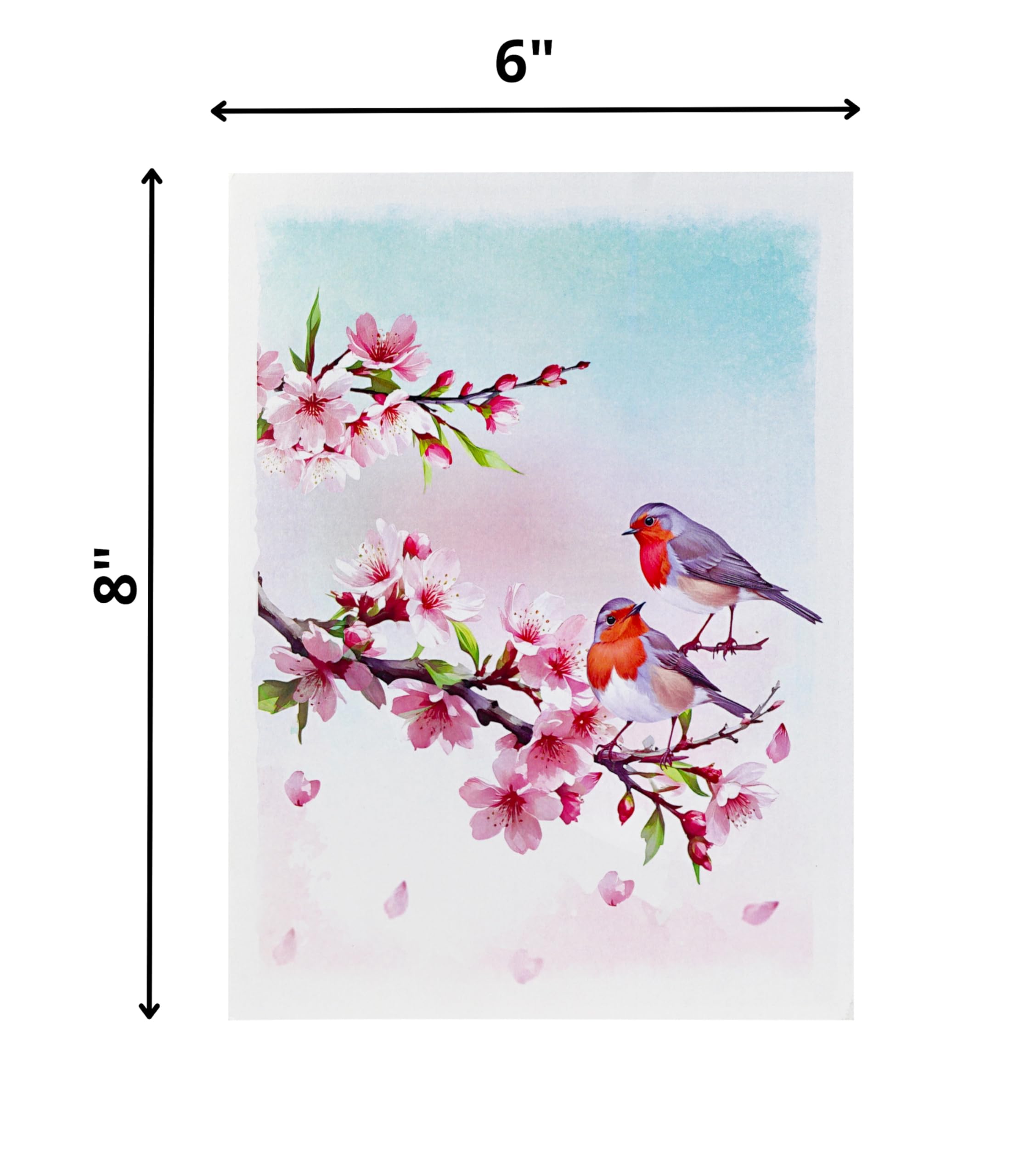 Mothers Day Card, Pop Up Valentines Day Birthday Anniversary Cards, 3D Get Well Soon Thank You Card (Size 6x8 In – Cherry Blossom Robins Couple).