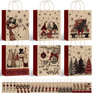 horaldaily 24 christmas gift paper bags bulk with handles wrapping, christmas trees santa snowman truck deer ball ornaments xmas holiday presents(24 large)