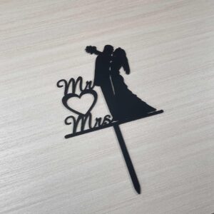 OIXCMNJQ Mr & Mrs Black Acrylic Cake Topper, Bride and Groom, Wedding Party Decorations Supplies