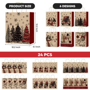 Horaldaily 24 Christmas Gift Paper Bags Bulk with handles Wrapping, Christmas Trees Santa Snowman Truck Deer Ball Ornaments Xmas Holiday Presents(24 Large)