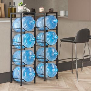 5 Gallon Water Bottle Holder with Storage Shelve, Water Jug Holder Water Jug Rack Water Jug Stand, Water Bottle Organizer for Office, Kitchen, Living Room Brown