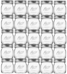 esrentle 16 pack 8 oz mason jars with regular airtight lids - glass canning jars 8 oz, mini mason jars for jam, jelly, honey, overnight oats, party favors, shower favor, separable lids