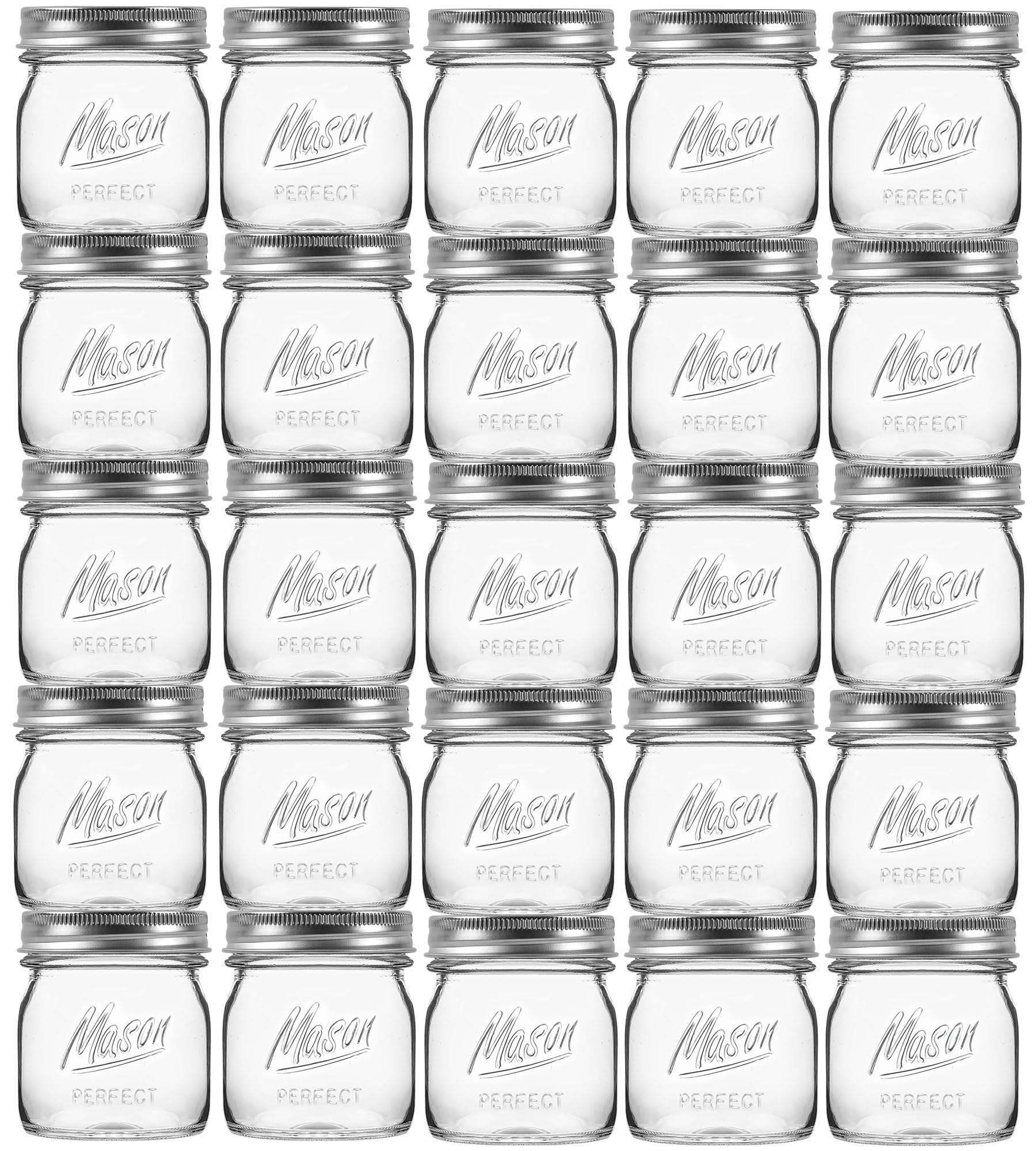 Esrentle 16 Pack 8 oz Mason Jars with Regular Airtight Lids - Glass Canning Jars 8 oz, Mini Mason Jars for Jam, Jelly, Honey, Overnight Oats, Party Favors, Shower Favor, Separable Lids