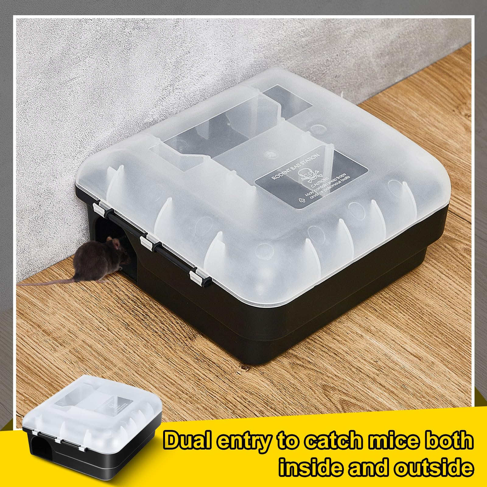 Qualirey 2 Pcs Rat Bait Stations with Keys 11.22 x 9.25 x 5.12 Inches Rodent Station with Clear Lid Indoor Outdoor Mouse Trap Keep Pet and Children Safe Bait Boxes, Bait Not Include