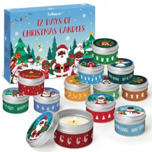 tuitessine 12 days christmas advent calendar 2024 scented candles african american christmas decorations soy wax jar candles 12 pcs christmas countdown calendar black santa claus gifts