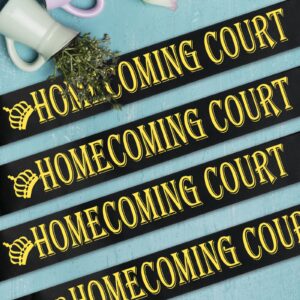 Homecoming Court Sashes with Gold Glitter, 4 Count Bulk Pack Black Homecoming Party Prom Sash for Pageants Homecoming Party School Dance Graduation Party Decorations Accessories (Black + Gold)