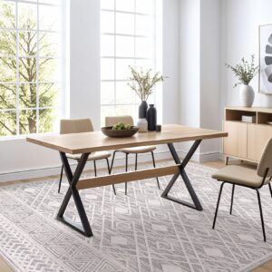 DEXIDUO Area Rugs for Living Room Rug: 9x12 Soft Washable Rugs Low Pile Non-Slip Backing Indoor Floor Rugs for Living Room Bedroom Kitchen Dining Under Table Home Office,Grey