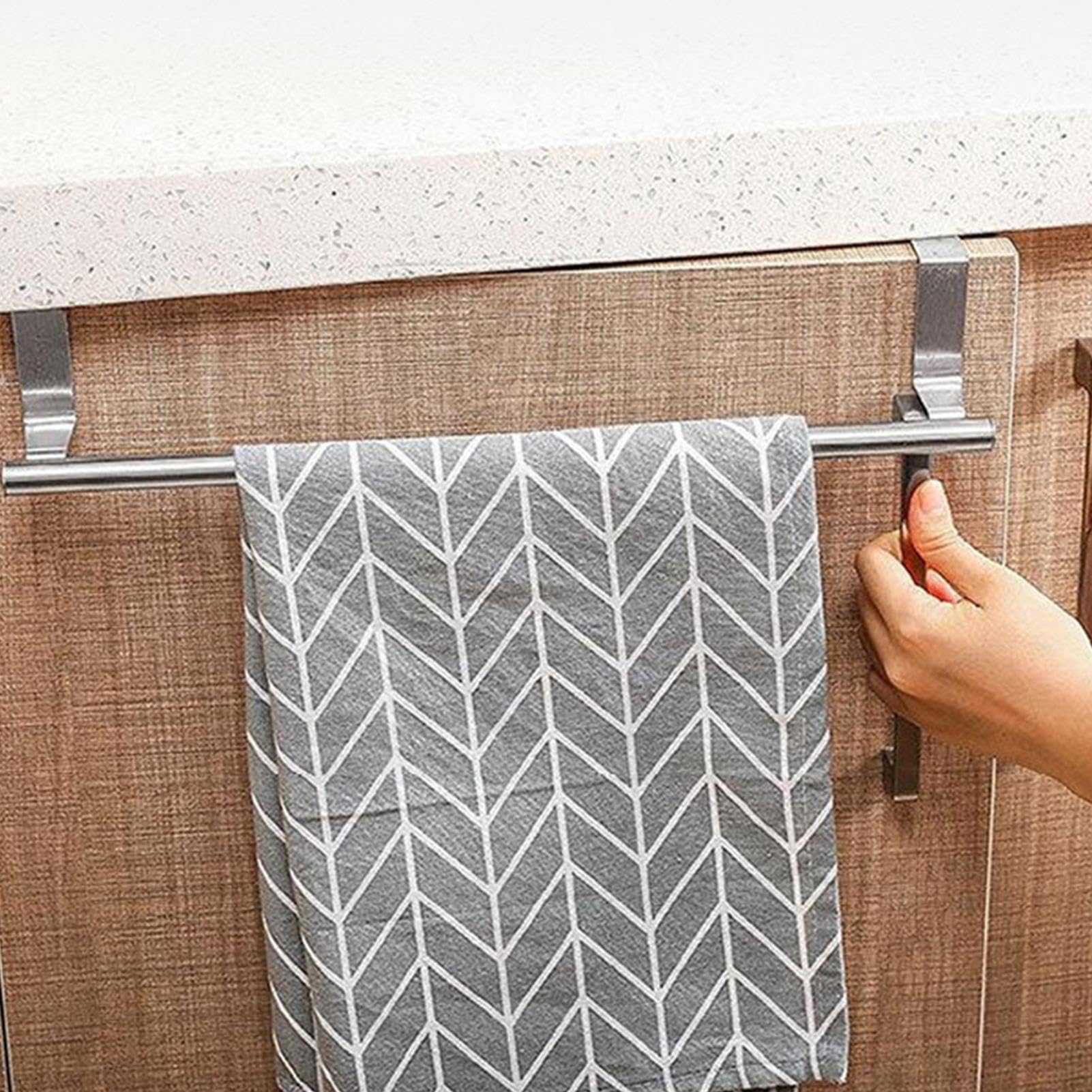 Over The Door Towel Rack - Stainless Steel Over Door Towel Rack Bar Holders for Fit On Over Cabinet | Kitchen Cabinet Towel Holder | Door Hanger Hooks for Hanging, Bathroom