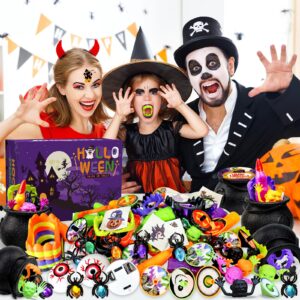 216PCS Halloween Party Favors, 24 Pack Prefilled Small Plastic Witch Cauldron with Assorted Halloween Bulk Halloween Goodie Bag Fillers Halloween Prizes Miniatures Trick or Treat