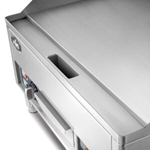 KWS CG-24 Commercial Electric Griddle, 120V, 3500W, 23.5 x 14 in Cooking Area, Dual Burners, 122-572°F Temp Range