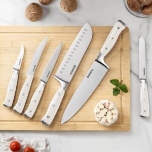 GOODA Knife Set with Block,11 Pieces High Carbon Stainless Steel Kitchen Knife set with Wooden Block,Dishwasher Safe Cooking Knives with Sharp Blade Forged Triple Rivet Ergonomic Handle