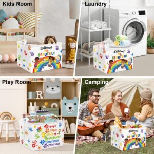 Clastyle Rainbow Baby Laundry Hamper Kid Storage Basket Boy Girl Gift Toy Box Graffiti Handprints Large Clothes Organizer Nursery Bin for Bedroom, (Colorful 36L)