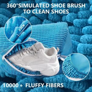 Generic 2PCS-Shoes Laundry Bag, 7.4 x 15 inch Shoe Washing Machine Bag, Reusable and Durable Zipper Plush Shoe Washing Bag for Shoes, Sneakers, Trainers, Tennis Shoes, Large, Blue