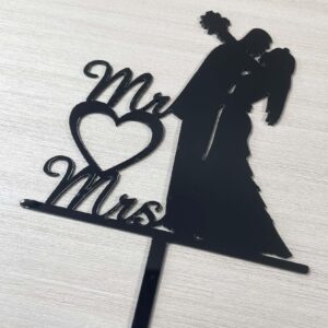 OIXCMNJQ Mr & Mrs Black Acrylic Cake Topper, Bride and Groom, Wedding Party Decorations Supplies