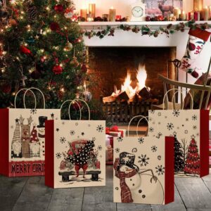 Horaldaily 24 Christmas Gift Paper Bags Bulk with handles Wrapping, Christmas Trees Santa Snowman Truck Deer Ball Ornaments Xmas Holiday Presents(24 Large)