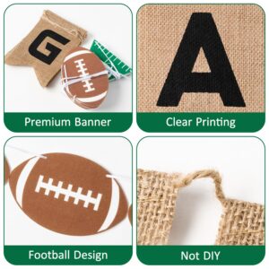 3sscha 3pcs Football Burlap Banners - Football Felt Banner Game Time Yard Line Hanging Decoration Sports Rustic Bunting Flag Photo Prop Backdrop for Baby Shower Game Day Birthday Party Favor Supplies